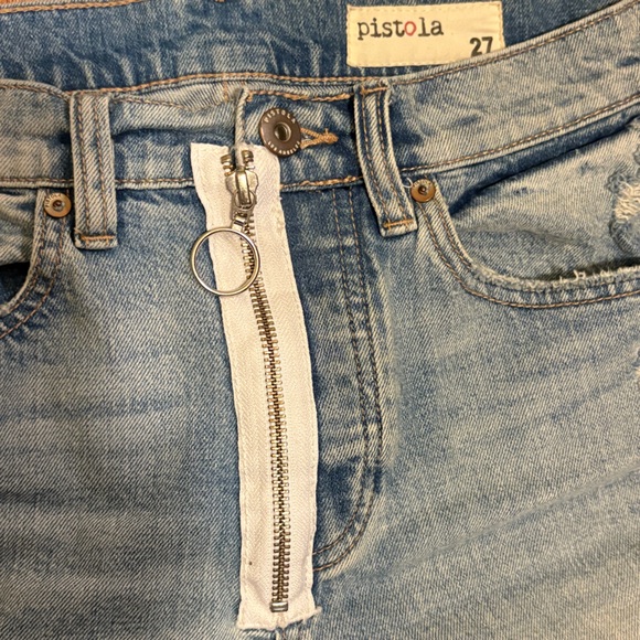 Pistola | Straight Leg Light Wash Button Fly Cropped Jeans - Picture 4 of 12